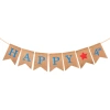 Factory direct supply for festival and birthday party decoration flags HAPPY 4th Linen swallow-tailed flag Item Picture